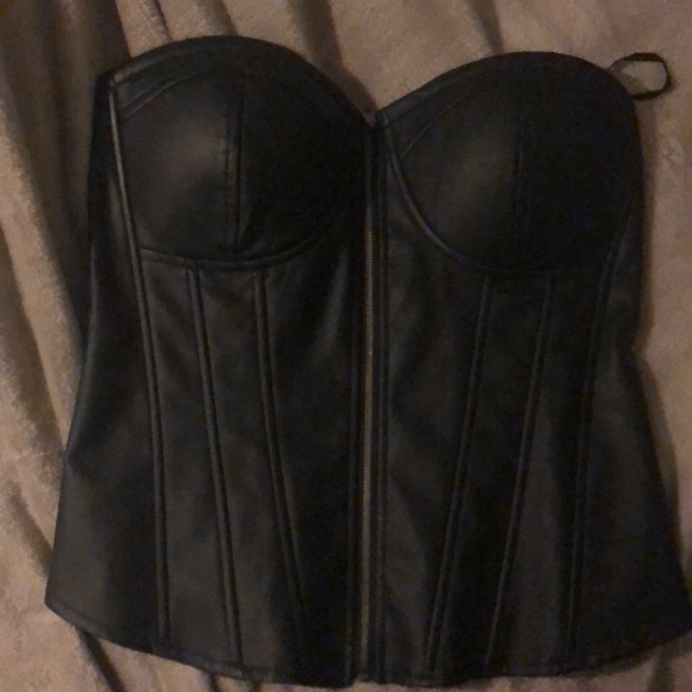 Torrid black leather corset